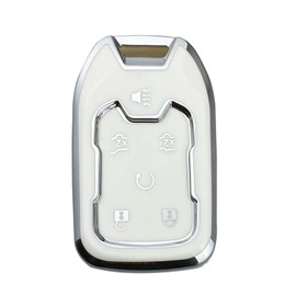 Yuebutor Key Fob Cover Case Compatible with Chevy Silverado Suburban Tahoe GMC Yukon/Yukon XL Terrain Acadia Shell Keychain Protector Accessories (White-Single Set)