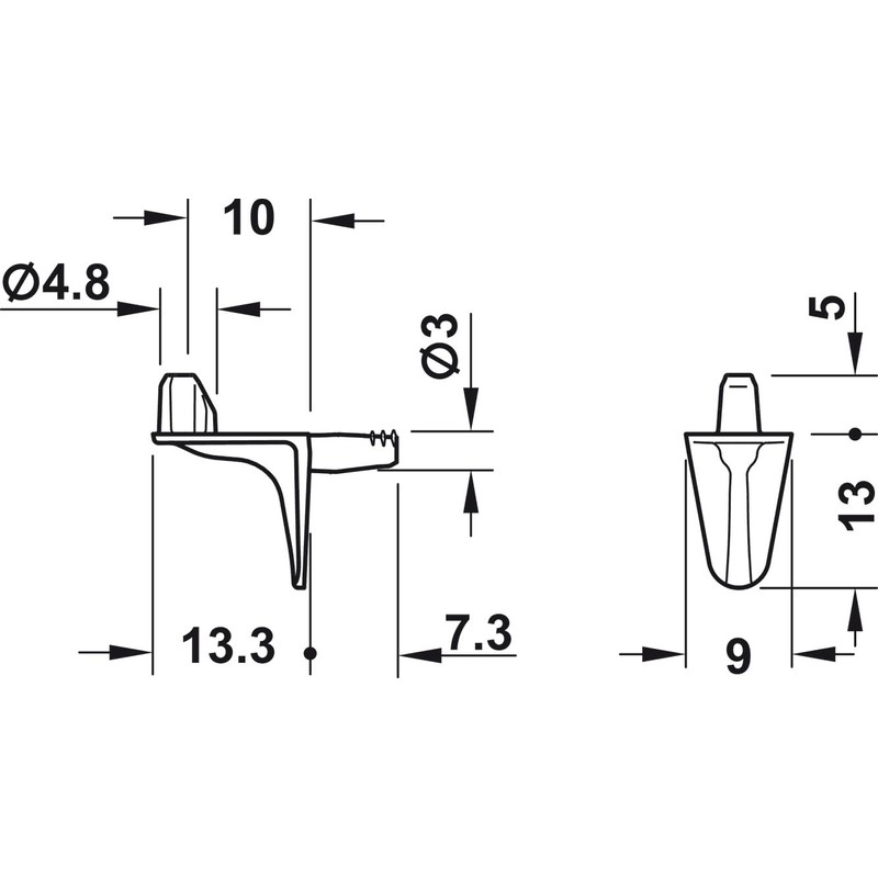 12 Pack of 3mm Nickel Book Case Shelf Pin Support