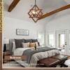 Poemoon 18" Farmhouse Wooden Chandelier 4-Light Geometric Pendant Lighting