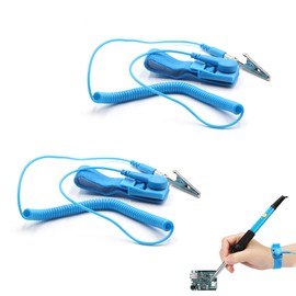 2 PCS Single Loop Anti Static Wrist Straps Discharge ESD Wrist Strap Grounding Bracelet with Grounding Wire and Alligator Clips Ground Yourself to Prevent Build Up of Static Electricity