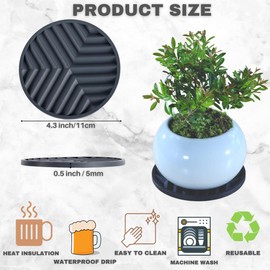 Silicone Coasters Set of 8, with Holder - Non-Slip Drink Coasters - Thickened Cup Mats for Hot & Cold Drinks - Deep Tray Design - Grey