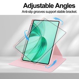 YRH for Honor Pad X8a Case 11 inch 2024, 360 Degree Rotating Stand Protective Cover Case for Honor Pad x8a tablet 11'' (Pink)