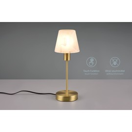 lightling Ludwig Table Lamp with Base in Matt Brass Metal Glass Shade White Alabaster Touch On/Off 1 x E14 Max. 40 W Diameter 12 cm Height 32 cm