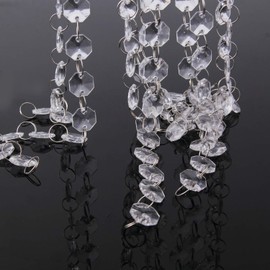 JIAKAI 16.5 Feet Hanging Clear 14mm Daimond Acrylic Crystal Garland for Manzanita Tree Centerpiece, Chandelier Bead Lamp Chain, Christmas/Wedding Party Decoration and DIY Craft Jewelry Decoration