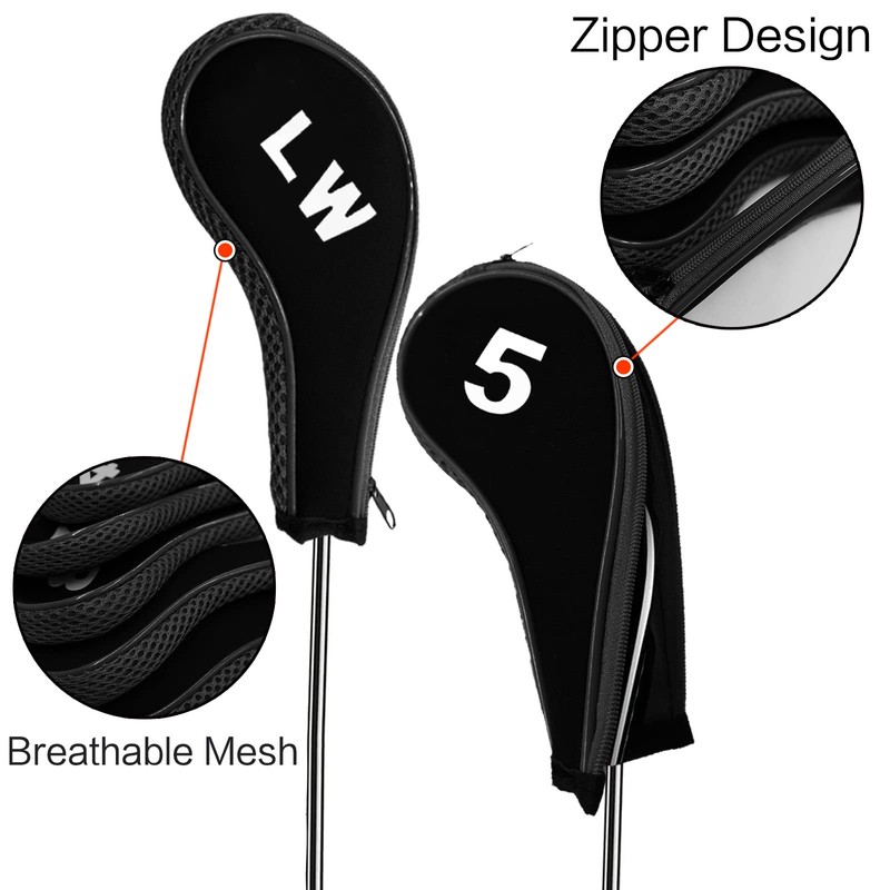 Golf Club Iron Head Covers Neoprene Long Cover with Zipper