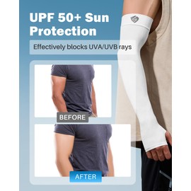 SHINYMOD UV Protection Cooling Arm Sleeves Compression UPF 50 Sun Sleeves for Men Women to Cover Arms with Thumb Holes
