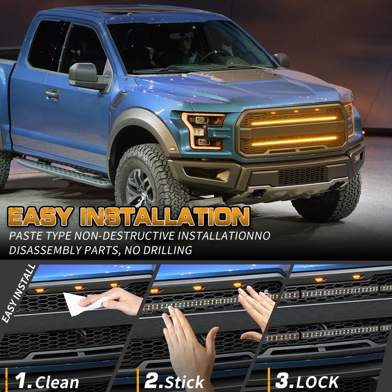 XRIDONSEN 2PCS 24 inch Truck Grill Strobe Lights Strip 288