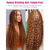 Light Brown Human Braiding Hair Deep Wave Bulk，#30 Auburn No