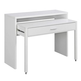 Convenience Concepts Newport JB Console/Sliding Desk with Drawer and Riser, White