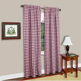 Woven Trends Farmhouse Curtains, Buffalo Plaid Drapes, Classic Country Plaid Gingham Checkered Design, Farmhouse Decor, Window Curtain Treatments 42" x 84" Single Panel, Burgundy