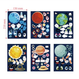 24 Pieces Make Your Own Planet Stickers Make A Face Stickers for Kids Toddlers with Planets Solar System DIY Craft Kids Party Favor Supplies Crafts