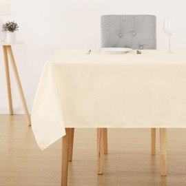 Deconovo Oxford Decorative Wipeable Tablecloth Rectangle Water Resistant Tablecloth for Dinner Table 132x229cm(52x90in) Beige