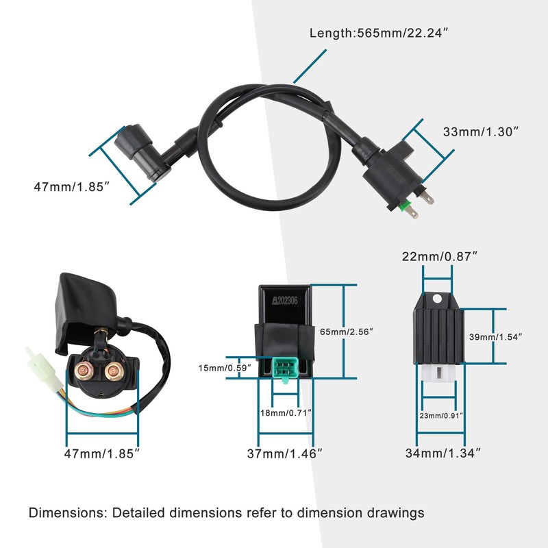 GOOFIT CDI Box Ignition Coil Solenoid Relay Voltage Regulator for