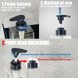 Shampoo and Conditioner Dispenser(Clear, Set of 3, 27oz)- Refillable & EmptyShampoo and Conditioner Bottles- Body Wash Dispenser Set-Modern Shampoo Bottles for Shower Soap