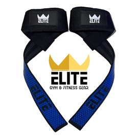 ELITE Lifting Wrist Straps with Non-Slip Flex Gel Grip - Weightlifting, Bodybuilding, Powerlifting, Strength Training, Deadlifts - Padded Neoprene 24-inch Woven - Gym & Fitness Gear – Blue