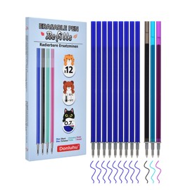 Donluhu Legami Pens Refills [9 Blue, 1 Black, 1 Turquoise, 1 Purple, Pack of 12], Leads for Legami Erasable Pens, Refill for Legami Bee, Erasable Gel Pen Refill for Legami Milano