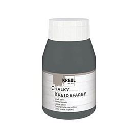 KREUL 75122 - Chalky Kreidefarbe, Volcanic Gray, 500 ml Kunststoffflasche, sanft - matte Farbe, cremig deckend, schnelltrocknend, für Effekte im Used Look