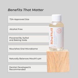 RiseWell Balancing Travel Size Mouthwash - pH Balanced Natural Mouthwash On The Go - Dentist Developed Dry Mouth Rinse - No Added Fluoride, Alcohol Free and SLS-Free Breath Freshener - Wild Mint, 2oz