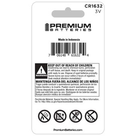 Premium Batteries CR1632 Battery 3V Lithium Coin Cell Child Safe (6 Pack)
