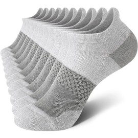 CS CELERSPORT 5 Pairs Women's Ankle Running Socks Cushioned Athletic Sport Socks with Tab, Grey, Small