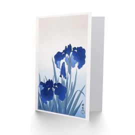 Wee Blue Coo Iris Flowers Ohara Koson Greeting Card With Envelope Inside Premium Quality
