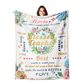 Teachers' Day Appreciation Gifts 60"X50" flowers Blanket for Women and Men, Back to School Retirement Graduation Presents for Teachers or on the Christmas Thanksgiving Day End of Year Gift