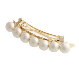 VingTAINE H-590 Cotton Pearl Barrette, Medium, Simple, Office, Hair Accessory