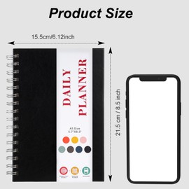 Thboxes Undated Daily Planner Notebook, A5 To Do List Notebook, 160 Pages Life Weekly Planner Daily Planner 2025 Organiser Notebook for Academic Work Family, 100GSM Paper, 6" X 8.5"-Black