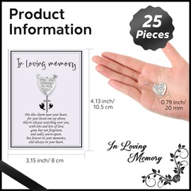 Funeral Memorial Heart Charm Keepsakes Message Charms Pendant with Cards and Safety Pins for Guest Funeral Mourning Event Brooch Sympathy Gifts(50 Sets)