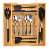 Hiitytin Bamboo Expandable Drawer Organizer for Utensils Holder, 6 Card