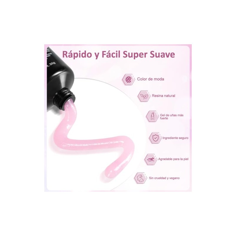 CHERIMOYA Poly Gel Constructor de Uñas 30g,Gel Fortalecedor para Extensión