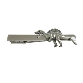 Silver Toned Textured Spinosaurus Dinosaur Square Tie Clip