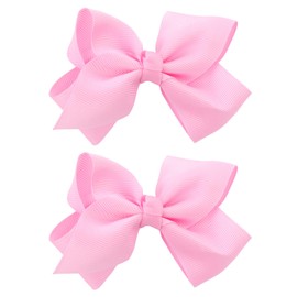 NYFASHION101 Toddlers' Girls' Smooth Grosgrain Ribbon Bow Alligator Clip, Light Pink