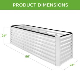 Best Choice Products 8x2x2ft Raised Outdoor Metal Garden Bed, Rectangular Planter Box for Herbs, Flowers, and Deep Root Vegetables w/ 240 Gallon Capacity - White