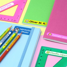 50 Labels to Mark Objects, 6 x 1 cm Label Stickers for Books and School Materials for Nursery and Schools (Original)