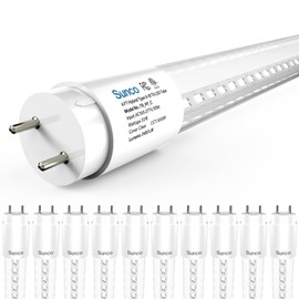 Sunco 10 Pack T8 LED Bulbs 4 Foot, 48 Inch Tube Light Bulbs Fluorescent Replacement, Single or Double Ended Hybrid Type A+B, 2400 LM, 20W, 5000K Daylight, Clear Lens ETL