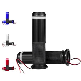 Amavoler Universal Motorcycle 22mm Handlebar Grip with Light Turn Signal LED Light Handle Grip Bar End Fits for Motorcycles with 7/8" Left Grip and 1" Right.