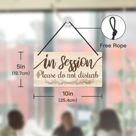 Putuo Decor in Session Sign for Therapists, Do Not Disturb Door Sign for Home Office, Clinic, 10x5 Inches PVC Double Sided Reversible Hanger Plaque