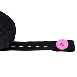 Trimming Shop Button Hole Elastic Tape Stretchable Cord for Trouser Waistbands, Maternity Clothes, Sewing, Knitting, Crafting (25 Metres Long, 20mm Wide, Black)