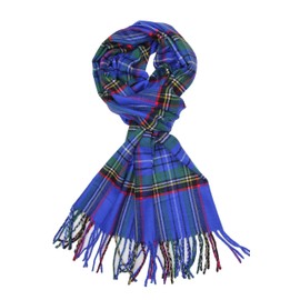 Achillea Classic Plaid Check Cashmere Feel Winter Scarf (Blue Tartan)
