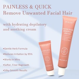 Crema depilatoria facial para mujeres con crema calmante y espátula, crema depilatoria para cara, impecable 4 minutos no deseados, crema depiladora de