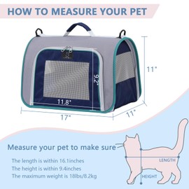 A 4 Pet Cat Carrier, Airline Approved Pet Carrier for Small Medium Cats Dogs Puppy with Safety Tether, Lightweight EVA Soft-Sided Bag, Anti-Collapse for Plane Car Train Vet