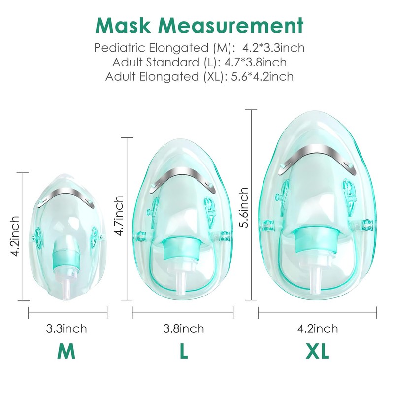 Agooteam 3 Pack Oxygen Mask for Adult Face with 7'