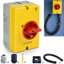 20 Disconnect Switch Box Outdoor, Isolator Switch, 4 Pole, IP66 Waterproof Isolation PV 3 Phase Disconnect Switch On Off 2 Position