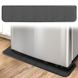 37.4x8.5in Refrigerator Spill Mat, Silicone Under Refrigerator Floor Protector Tray Drip Anti-Slip Appliance Water Mat Drip Catcher for Mini Fridge Washing Machine Wine Cabinet Dryer (Gray)