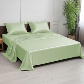 Linenwalas Premium 100% Viscose Derived from Bamboo King Size Sheet Set - Ultra Soft, Breathable & Cooling, Ideal for Hot Sleepers, 16" Deep Pocket, Hotel Luxury Bedding (Sage Green)