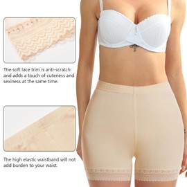 Cinvik Lace Slip Shorts Thigh Slimmers Biker Shorts Under-Dress Leg Tights Shapewear Anti Chafing Modesty High Waist Undershorts S