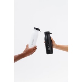 Zulu Ace 18oz Vacuum Insulated Stainless Steel Water Bottle with Chug Spout, Leak-Proof Locking Lid and Removable Base for School, Backpack, Sports, Gym, Travel, White