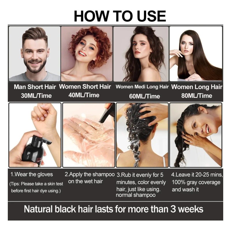 Hair Dye Shampoo 3 In 1-herbal Ingredients Instant Hair Zzz