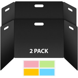 MuseLuxe 2 Pack Privacy Folders for Students - Durable & Waterproof Plastic Study Desk Dividers,Test Dividers for Classroom,Easy to Clean Privacy Shields & Boards - Includes Extra 4 Labels